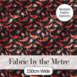 Graphic Red Shrimp on Dark Ocean Background Seamless Pattern Digital Print Fabric by the Metre UK Sewing Quilting Textile
