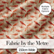 Rustic Watercolour Prawn on Textured Neutral Background Seamless Pattern Digital Print Fabric by the Metre UK Sewing Quilting Textile