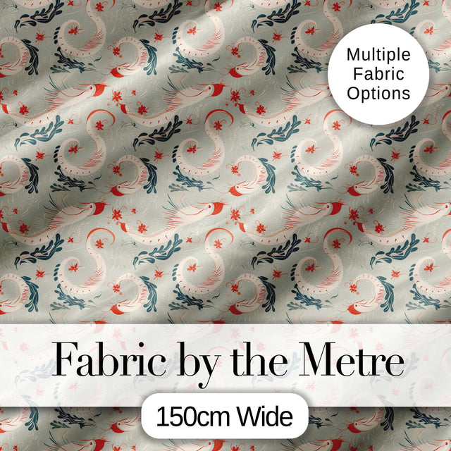 Elegant Koi Fish and Floral Swirl Pattern in Soft Tones Seamless Pattern Digital Print Fabric by the Metre UK Sewing Quilting Textile