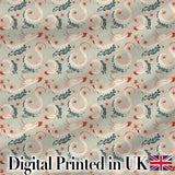 Elegant Koi Fish and Floral Swirl Pattern in Soft Tones Seamless Pattern Digital Print Fabric by the Metre UK Sewing Quilting Textile
