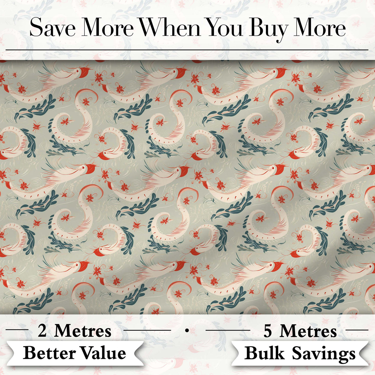 Elegant Koi Fish and Floral Swirl Pattern in Soft Tones Seamless Pattern Digital Print Fabric by the Metre UK Sewing Quilting Textile