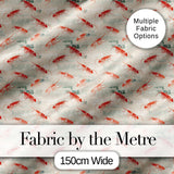Minimal Red Shrimp on Textured Neutral Background Seamless Pattern Digital Print Fabric by the Metre UK Sewing Quilting Textile