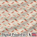Minimal Red Shrimp on Textured Neutral Background Seamless Pattern Digital Print Fabric by the Metre UK Sewing Quilting Textile
