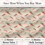 Minimal Red Shrimp on Textured Neutral Background Seamless Pattern Digital Print Fabric by the Metre UK Sewing Quilting Textile