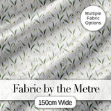 Minimalist White Bell Floral on Subtle Neutral Background Seamless Pattern Digital Print Fabric by the Metre UK Sewing Quilting Textile