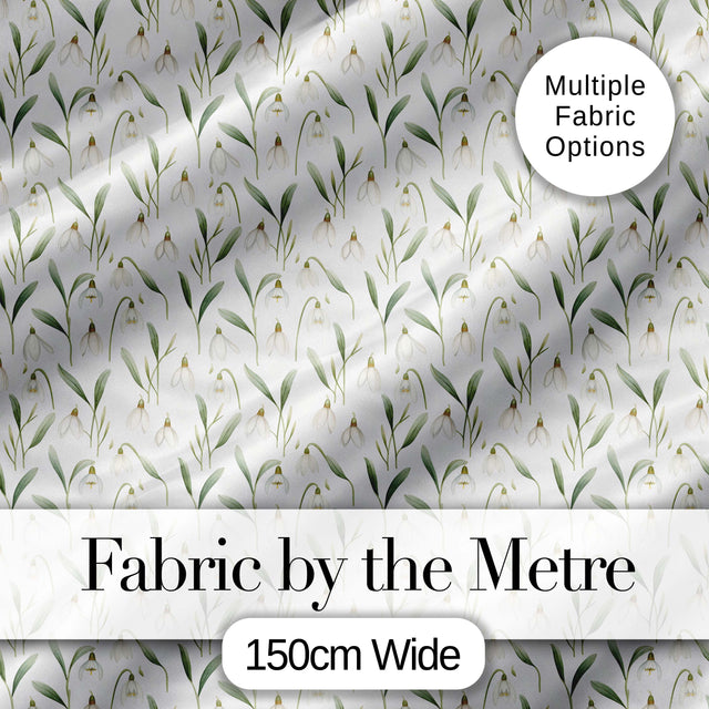 Minimalist White Bell Floral on Subtle Neutral Background Seamless Pattern Digital Print Fabric by the Metre UK Sewing Quilting Textile
