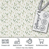 Minimalist White Bell Floral on Subtle Neutral Background Seamless Pattern Digital Print Fabric by the Metre UK Sewing Quilting Textile