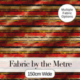 Abstract Grunge Stripe Pattern in Red Black and Ochre on Neutral Background Digital Print Fabric by the Metre UK Sewing Quilting Textile