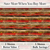 Abstract Grunge Stripe Pattern in Red Black and Ochre on Neutral Background Digital Print Fabric by the Metre UK Sewing Quilting Textile