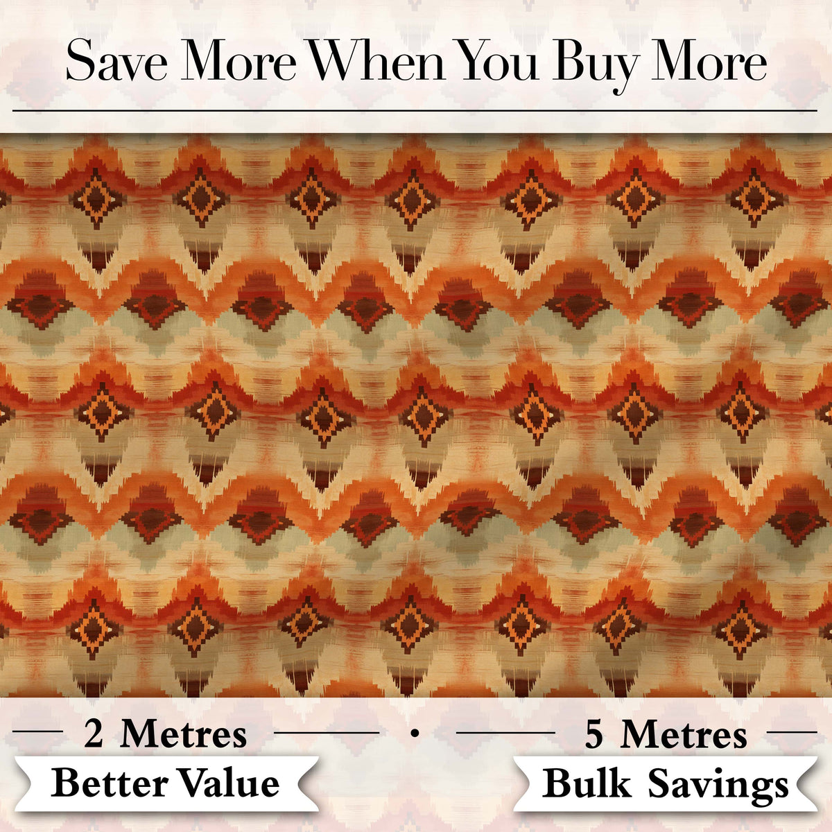 Southwestern Ikat Diamond Pattern in Warm Earth Tones Digital Print Fabric by the Metre UK Sewing Quilting Textile