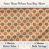 Ornamental Folk Floral Tile Pattern in Red Blue and Cream Digital Print Fabric by the Metre UK Sewing Quilting Textile