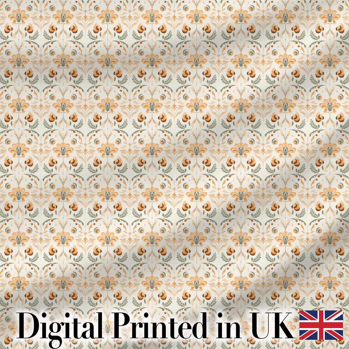Vintage Ornamental Floral Tile Pattern in Soft Beige and Muted Earth Tones Digital Print Fabric by the Metre UK Sewing Quilting Textile