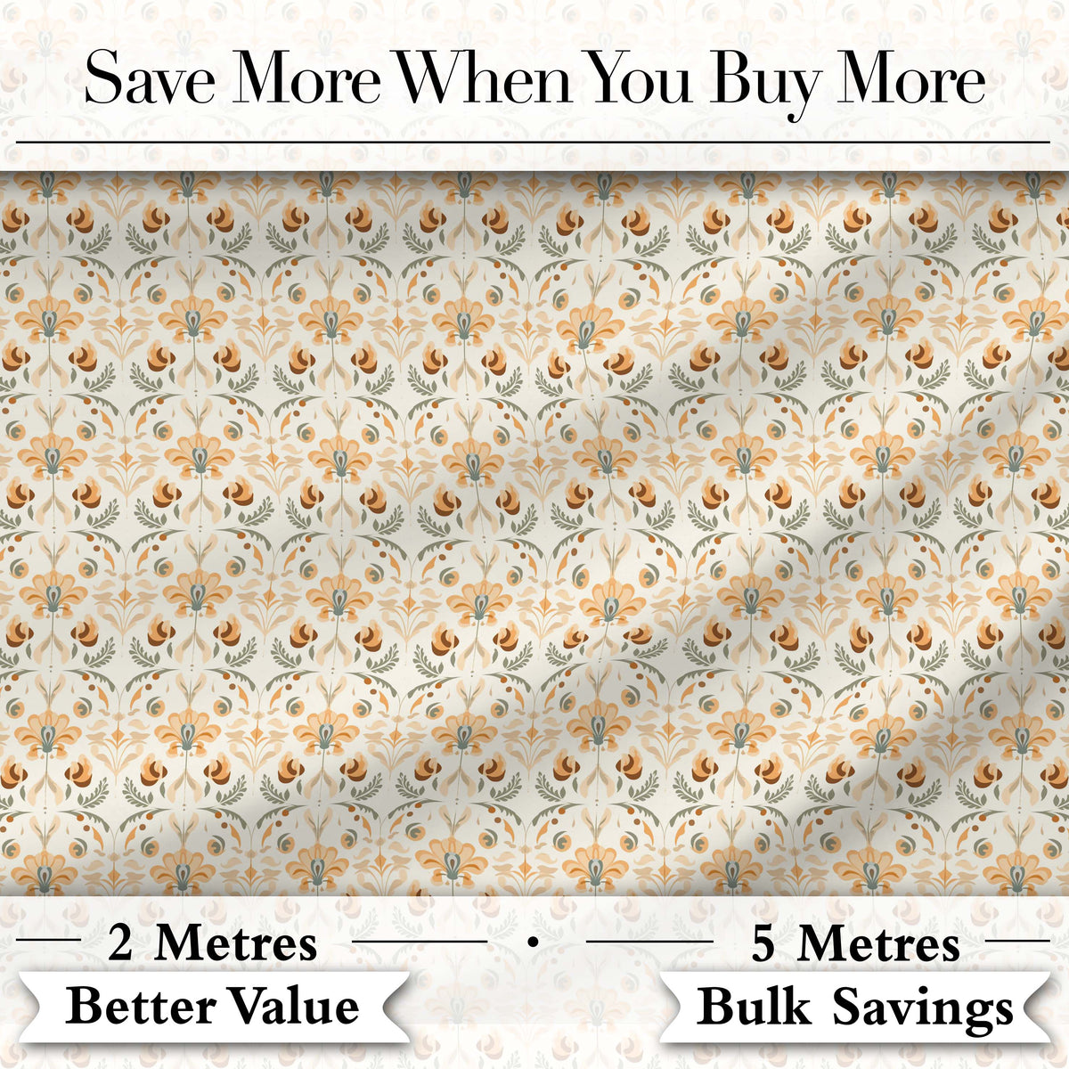 Vintage Ornamental Floral Tile Pattern in Soft Beige and Muted Earth Tones Digital Print Fabric by the Metre UK Sewing Quilting Textile