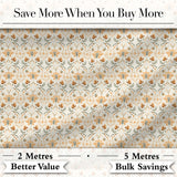 Vintage Ornamental Floral Tile Pattern in Soft Beige and Muted Earth Tones Digital Print Fabric by the Metre UK Sewing Quilting Textile