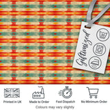 Distressed Horizontal Stripe Pattern in Coral Teal and Mustard Tones Digital Print Fabric by the Metre UK Sewing Quilting Textile