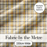 Warm Beige and Mustard Plaid Check Pattern with Fine Black Lines Digital Print Fabric by the Metre UK Sewing Quilting Textile
