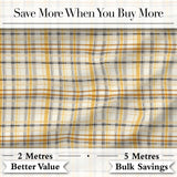 Warm Beige and Mustard Plaid Check Pattern with Fine Black Lines Digital Print Fabric by the Metre UK Sewing Quilting Textile