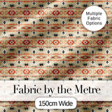 Southwestern Tribal Stripe Pattern in Terracotta Black and Sand Tones Digital Print Fabric by the Metre UK Sewing Quilting Textile