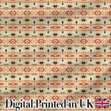Southwestern Tribal Stripe Pattern in Terracotta Black and Sand Tones Digital Print Fabric by the Metre UK Sewing Quilting Textile