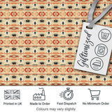 Southwestern Tribal Stripe Pattern in Terracotta Black and Sand Tones Digital Print Fabric by the Metre UK Sewing Quilting Textile