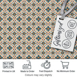 Vintage Blue and Terracotta Ornamental Tile Pattern on Cream Background Digital Print Fabric by the Metre UK Sewing Quilting Textile