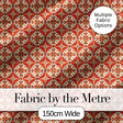 Rust Red Vintage Geometric Tile Pattern with Cream Background Digital Print Fabric by the Metre UK Sewing Quilting Textile