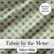 Teal and Cream Ornamental Floral Tile Pattern with Subtle Orange Accents Digital Print Fabric by the Metre UK Sewing Quilting Textile