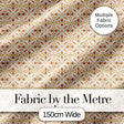 Warm Beige and Terracotta Geometric Floral Tile Pattern in Soft Neutral Tones Digital Print Fabric by the Metre UK Sewing Quilting Textile