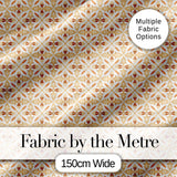 Warm Beige and Terracotta Geometric Floral Tile Pattern in Soft Neutral Tones Digital Print Fabric by the Metre UK Sewing Quilting Textile