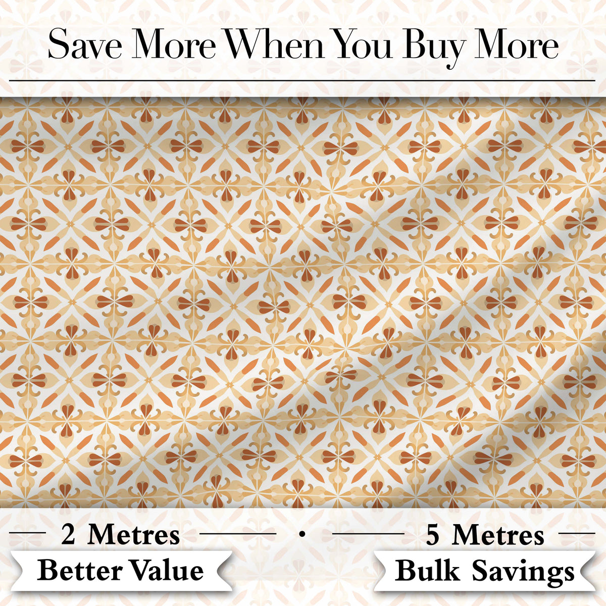 Warm Beige and Terracotta Geometric Floral Tile Pattern in Soft Neutral Tones Digital Print Fabric by the Metre UK Sewing Quilting Textile
