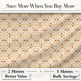 Warm Beige and Terracotta Geometric Floral Tile Pattern in Soft Neutral Tones Digital Print Fabric by the Metre UK Sewing Quilting Textile