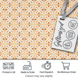 Warm Beige and Terracotta Geometric Floral Tile Pattern in Soft Neutral Tones Digital Print Fabric by the Metre UK Sewing Quilting Textile