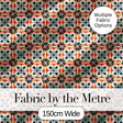 Bold  Floral Tile  in Navy, Orange and Cream with Symmetrical Design Digital Print Fabric by the Metre UK Sewing Quilting Textile