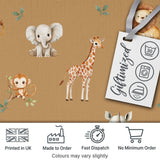 Safari Animals  with Elephant  Lion  and Crocodile on Warm Tan Background Digital Print Fabric by the Metre UK Sewing Quilting Textile