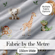 Safari Animals  with Elephant  Lion  and Crocodile on Cool Grey Background Digital Print Fabric by the Metre UK Sewing Quilting Textile