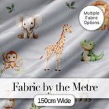 Safari Animals  with Elephant  Lion  and Crocodile on Cool Grey Background Digital Print Fabric by the Metre UK Sewing Quilting Textile