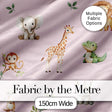 Safari Animals  with Elephant  Lion  and Crocodile on Soft Pink Background Digital Print Fabric by the Metre UK Sewing Quilting Textile