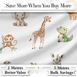 Safari Animals  with Elephant  Lion  and Crocodile on Light Grey Background Digital Print Fabric by the Metre UK Sewing Quilting Textile