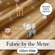 Safari Animals  with Elephant  Lion Cub  and Elephant on Warm Brown Background Digital Print Fabric by the Metre UK Sewing Quilting Textile