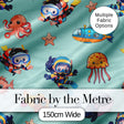 Underwater   with Scuba Divers  Starfish and Whale on Seafoam Green Background Digital Print Fabric by the Metre UK Sewing Quilting Textile