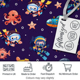 Underwater   with Scuba Divers    Starfish and Whale on Rich Purple Background Digital Print Fabric by the Metre UK Sewing Quilting Textile