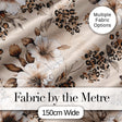 Elegant Beige Floral with Vintage Flowers and Leopard Print Aesthetic Design Digital Print Fabric by the Metre UK Sewing Quilting Textile