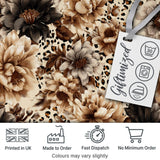 Neutral Floral  with Large Vintage Flowers,Leopard Print in Beige Brown Tones Digital Print Fabric by the Metre UK Sewing Quilting Textile
