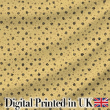 Minimal Beige Floral Ditsy  with Small Black Flowers on Warm Neutral Background Digital Print Fabric by the Metre UK Sewing Quilting Textile
