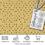 Minimal Beige Floral Ditsy  with Small Black Flowers on Warm Neutral Background Digital Print Fabric by the Metre UK Sewing Quilting Textile