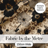 Monochrome Floral  with Large Flowers and Subtle Leopard Print Background Digital Print Fabric by the Metre UK Sewing Quilting Textile