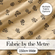 Simple Beige Floral Repeat Small Black Flowers Minimal Aesthetic Design Digital Print Fabric by the Metre UK Sewing Quilting Textile