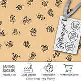 Simple Beige Floral Repeat Small Black Flowers Minimal Aesthetic Design Digital Print Fabric by the Metre UK Sewing Quilting Textile