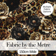 Vintage Floral and Leopard Print  in Neutral Beige and Black Tones Digital Print Fabric by the Metre UK Sewing Quilting Textile