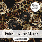 Vintage Floral and Leopard Print  in Neutral Beige and Black Tones Digital Print Fabric by the Metre UK Sewing Quilting Textile